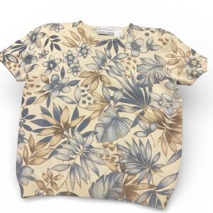 Alfred Dunner Kids Floral Tee in Blue and Brown